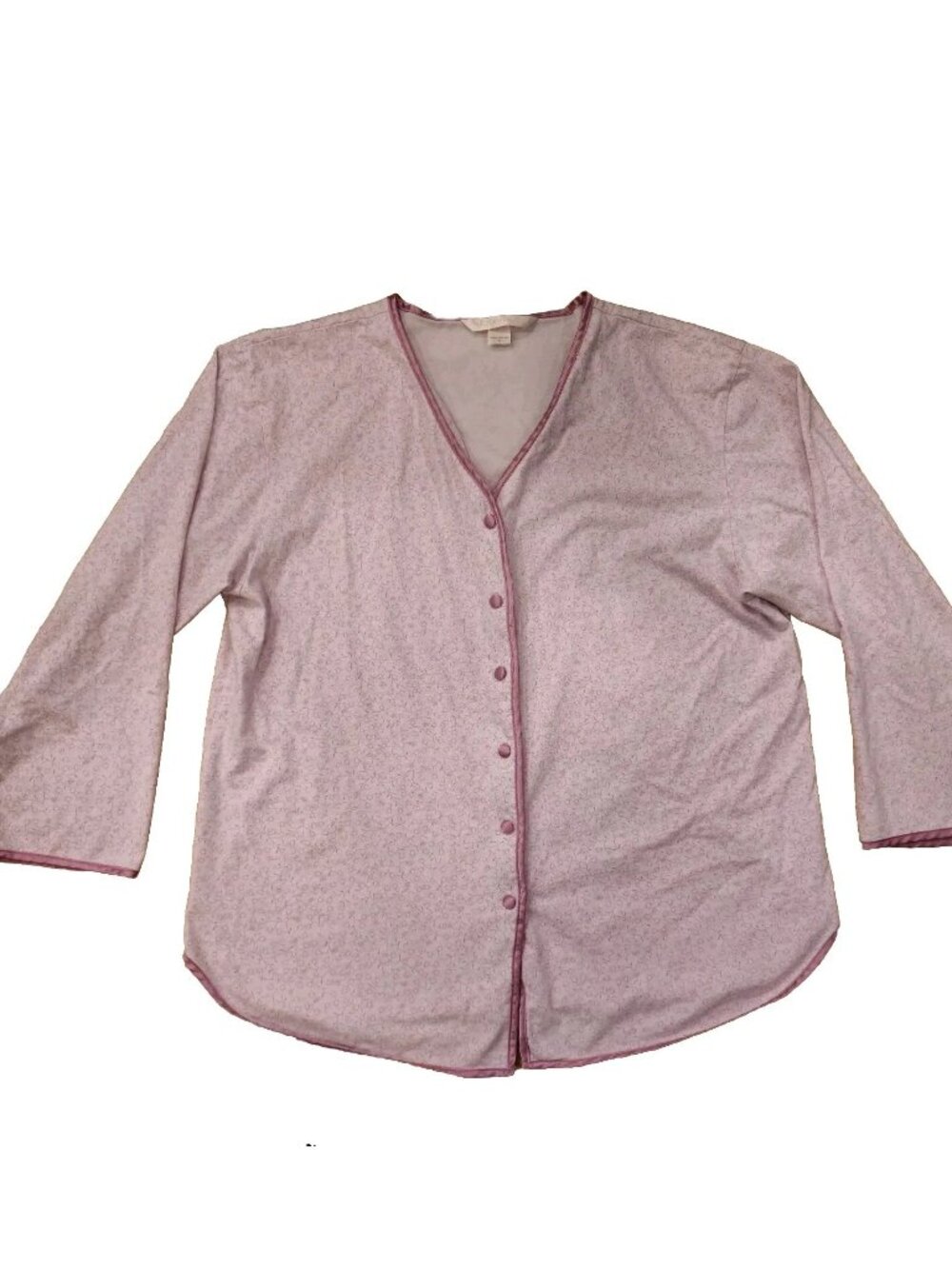 Y2K Vtg Victoria’s Secret Button Pajama Top Satin Trim Sz L Pink Floral